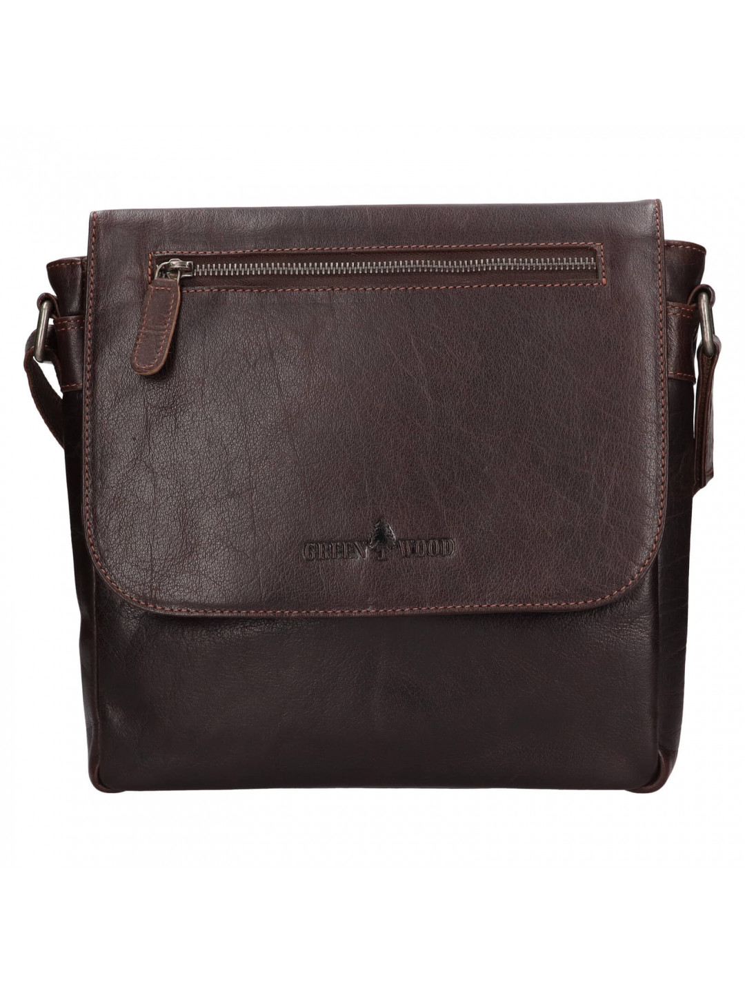 Pánská kožená taška přes rameno Greenwood Dirk – tmavě hnědá